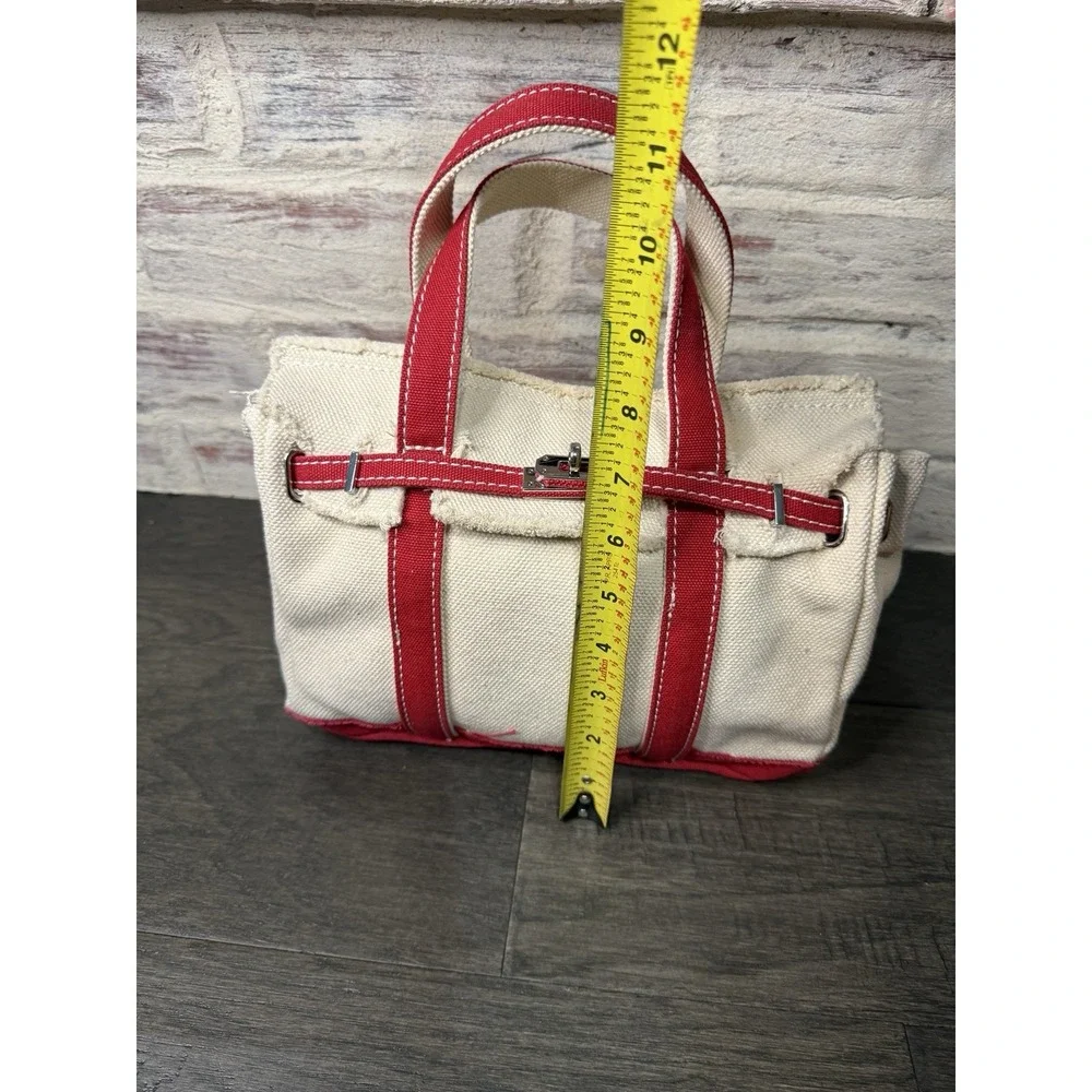 Boatkin Sunwin Madaket Small Classic Tote Turn Lock in Canvas & Red Bag